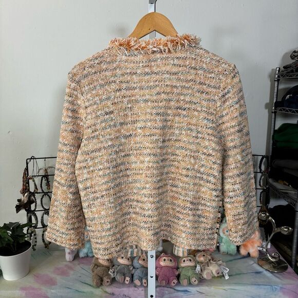 CHICOS 2 (large) Stylish Tweed Women's Multicolor Sweater Cardigan Jacket - Picture 8 of 12